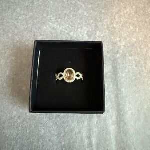 BP Silver and Light Brown Stone Ring Sz 9